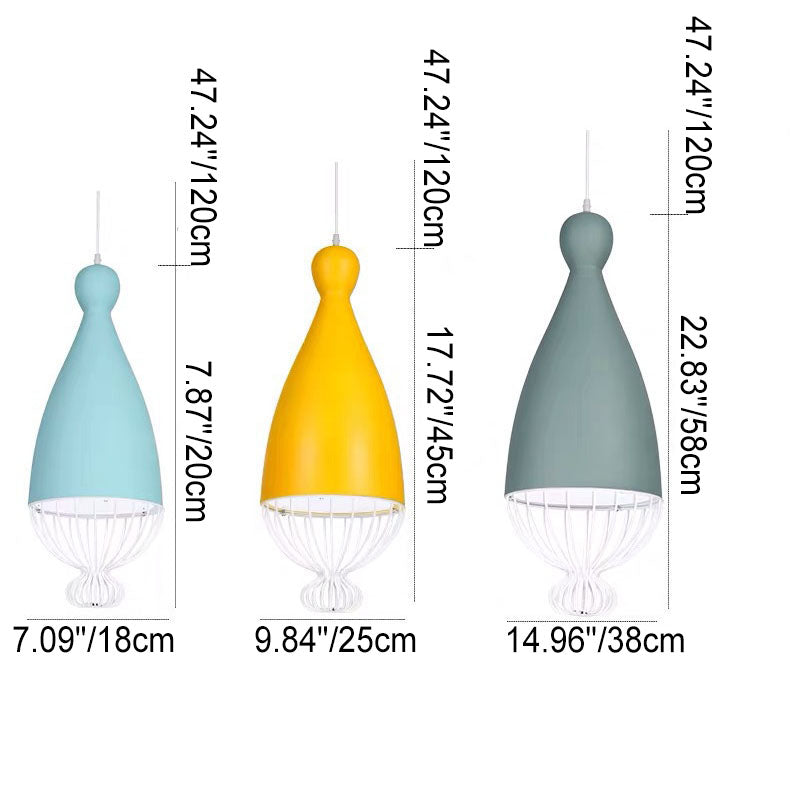 Nordic Macaron Bowling Shape Iron 1-Light Pendant Light