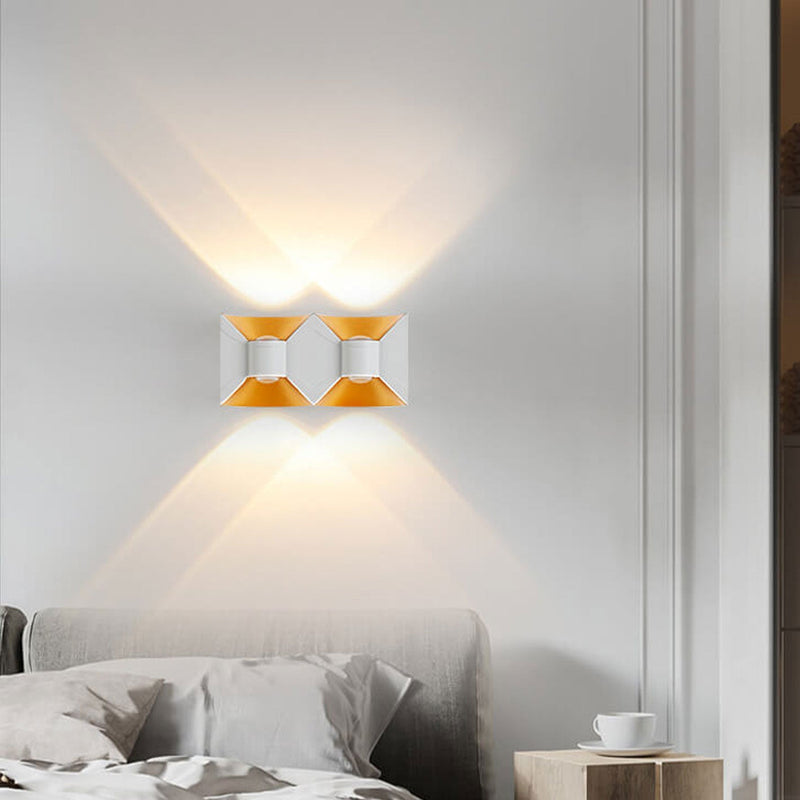 Applique murale de balcon extérieur moderne créative en aluminium à double tête carrée 