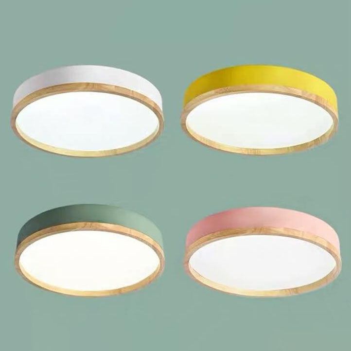 Simple Macaron Round Acrylic LED Flush Mount Ceiling Light