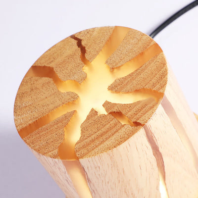 Nordic Minimalist Wooden Resin Column Mini LED Night Light Table Lamp