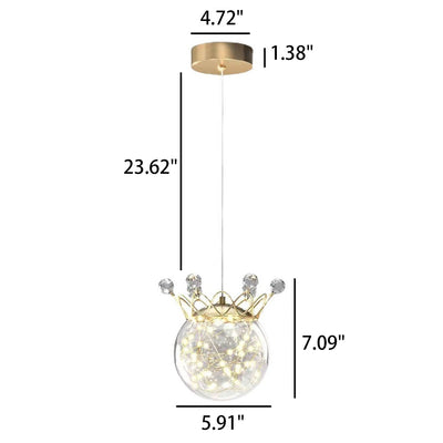 Modern Starry Crown Glass Orb LED Pendant Light