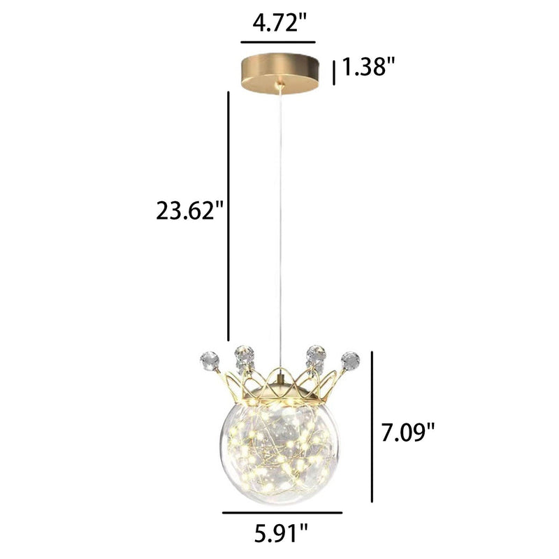 Moderne Sternenkronen-Glaskugel-LED-Pendelleuchte