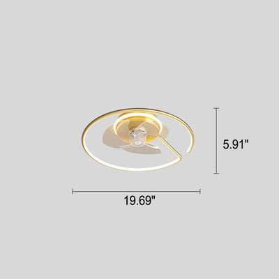 Minimalist Light Luxury Round Ring LED Invisible Flush Mount Ceiling Fan Light