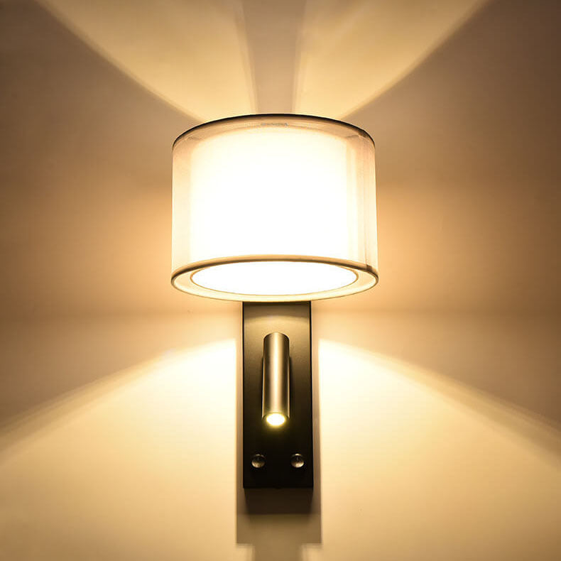 Moderne, minimalistische Stofftrommel-Spotlight 2-Licht-Wandleuchte