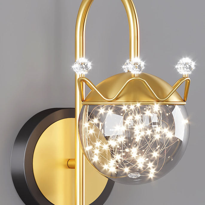 Modern Light Luxury Glass Orb Crown LED Wall Sconce Lamp