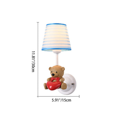 Zeitgenössische kreative Cartoon Harz Einhorn Stoff Schatten 1-Licht Kinder Wandleuchte Lampe für Schlafzimmer 