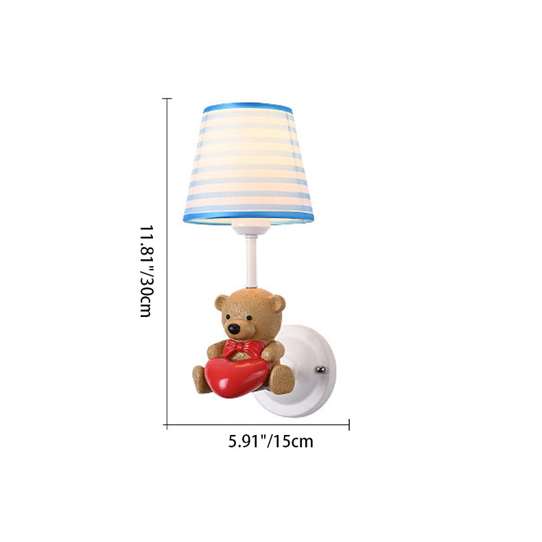 Zeitgenössische kreative Cartoon Harz Einhorn Stoff Schatten 1-Licht Kinder Wandleuchte Lampe für Schlafzimmer 