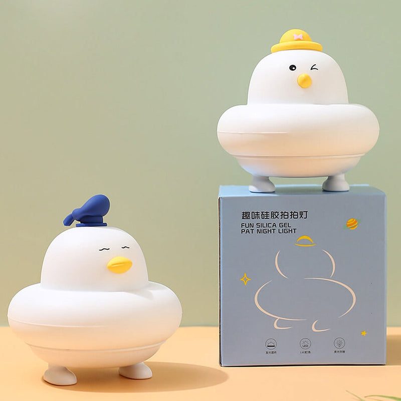 Lampe de table LED drôle en silicone Petit mignon poulet Pat veilleuse 