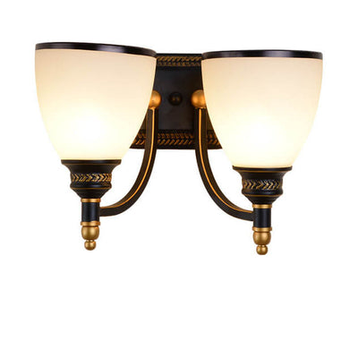Vintage Luxury Glass Cup Iron Black Gold 1/2 Light Wall Sconce Lamp