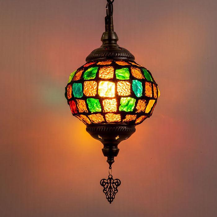 Lámpara colgante de 1 luz de hierro y vidrio rústico vintage nórdico 