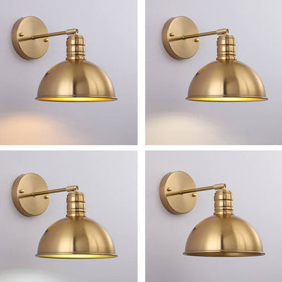 Modern Simple Iron Plated Brass Cone Round 1-Light Wall Sconce Lamp