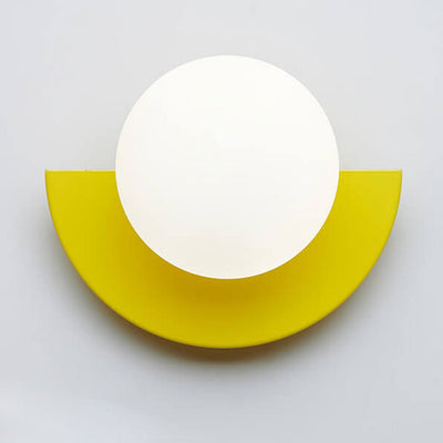Modern Minimalist Glass Spherical Colorful Semicircle Design 1-Light Wall Sconce Lamp