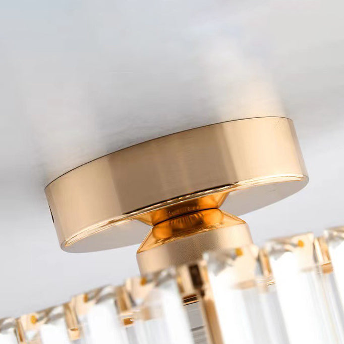 Moderne luxuriöse Kristall-Deckenleuchte in runder oder quadratischer Form, 1-flammig, als Semi-Flush-Mount für das Wohnzimmer 