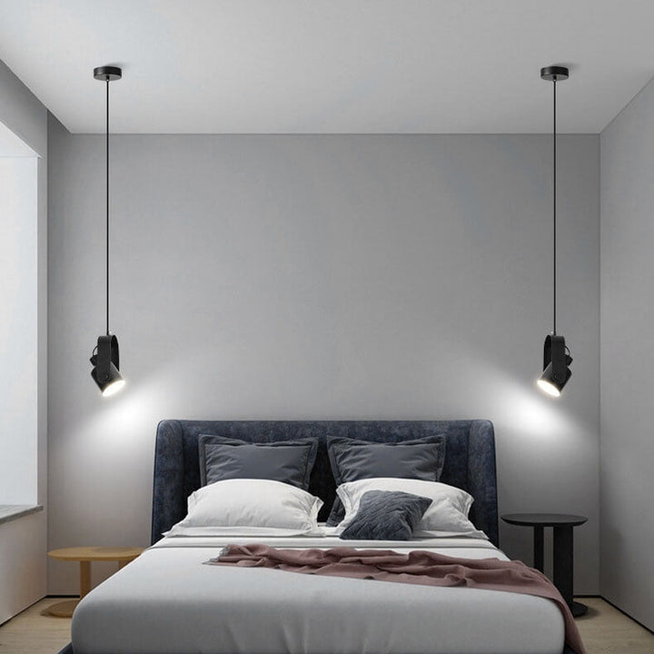 Zeitgenössische skandinavische zylindrische Holz-Eisen 1-Licht Pendelleuchte für Schlafzimmer 