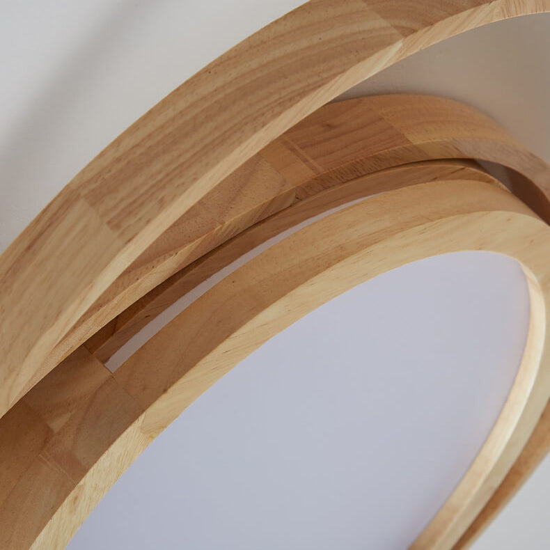 Plafonnier LED Minimaliste en Bois en Forme d&