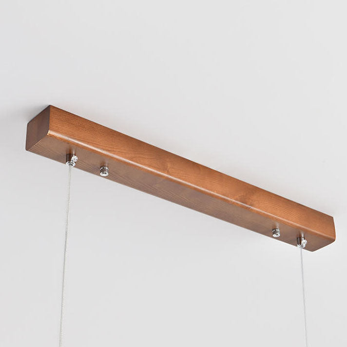 Nordic Retro Schwarz Walnuss Massivholz Langstreifen LED Insel Licht Kronleuchter 