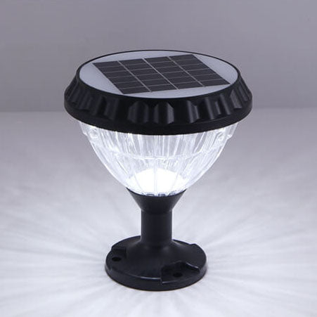 Moderne schwarze Solar-Säule aus Aluminiumguss mit Glas für den Außenbereich, wasserdicht 