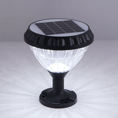 Modern Black Solar Die-Cast Aluminum Glass Outdoor Patio Waterproof Column Head Light