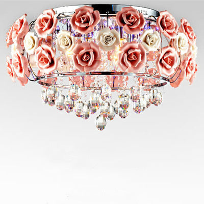 Modern Pastoral Rose Flush Mount Lighting 5-Lights Ceiling Light