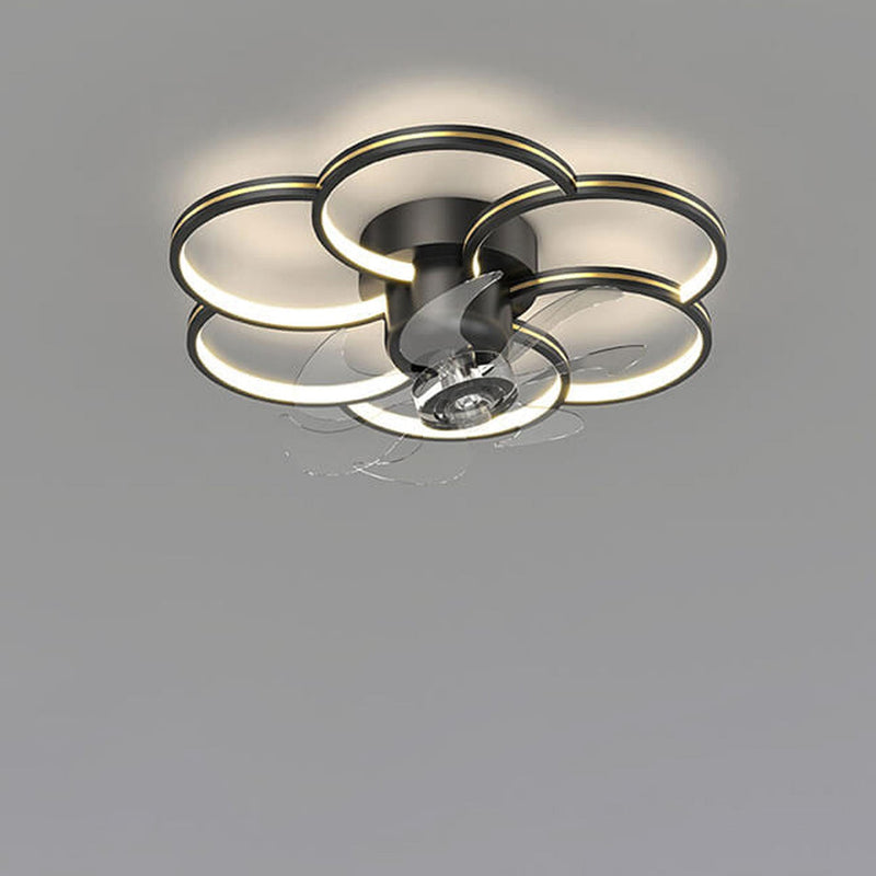 Modern Luxury Flower Petal Design LED Flush Mount Ceiling Fan Light