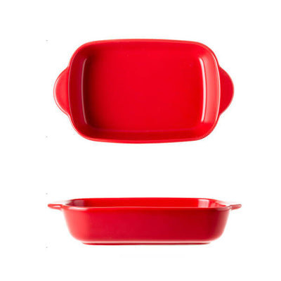 Creative Colorful Ceramic Baking Pan Dinner Plate with Handle