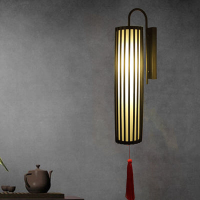 Classical New Chinese Bamboo Lantern Column 1-Light Wall Sconce Lamp