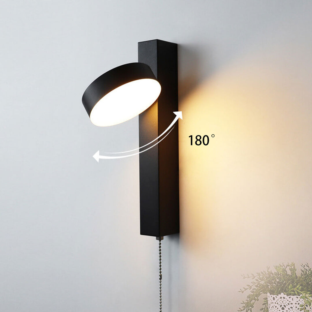Applique murale LED avec interrupteur à tirette en fer forgé simple nordique et acrylique 