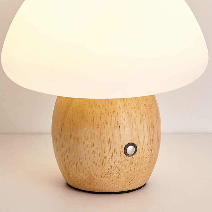 Nordic Creative Mushroom Solid Wood Acrylic LED Touch Table Lamp
