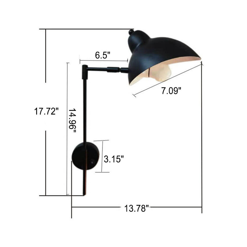 Industrielle minimalistische Eisenente klappbare Teleskop-Wandleuchte mit langer Stange und 1 Licht