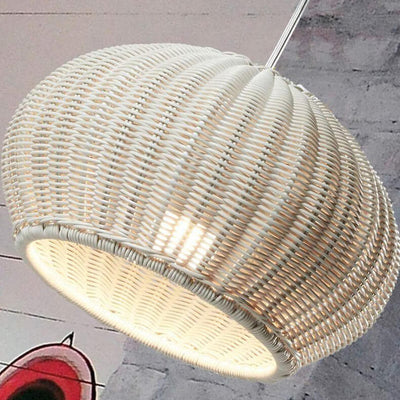 Japanische minimalistische 1-Licht-Pendelleuchte aus Rattan 