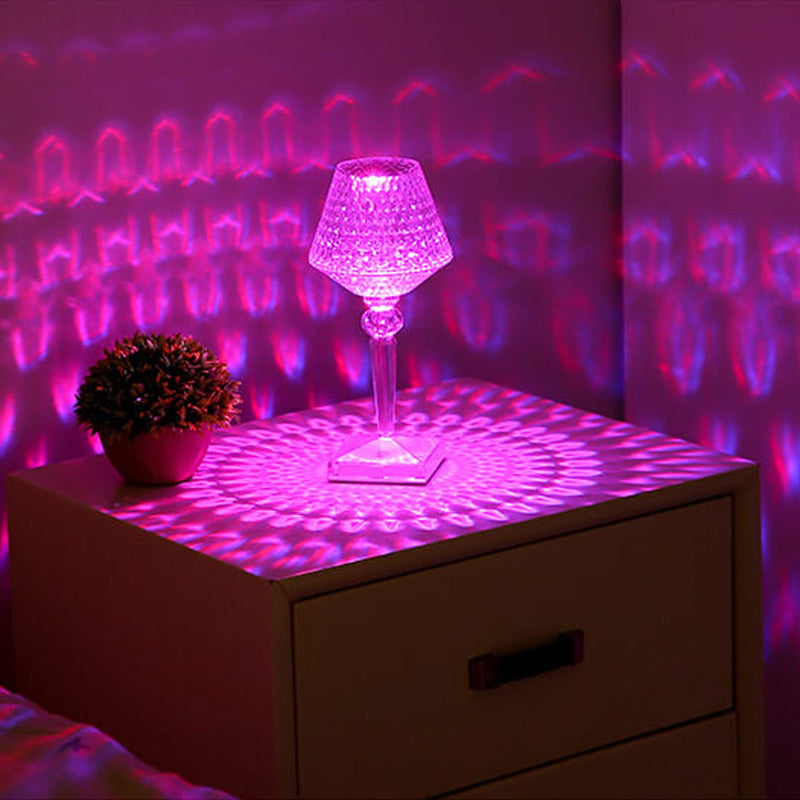 Lampe de Table créative en verre de vin en diamant acrylique, veilleuse décorative en forme de prune 