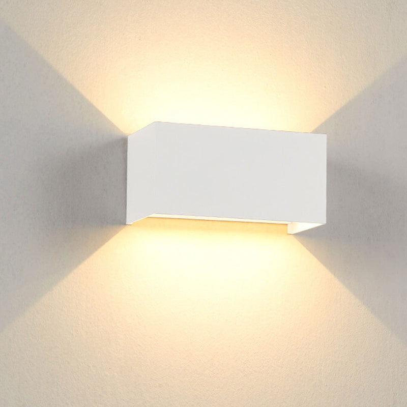 Modern Outdoor Waterproof Rectangular LED Up and Down Illuminated Outdoor Wall Sconce Lamp