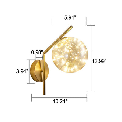 Applique murale LED créative européenne avec boule de verre pleine étoile 
