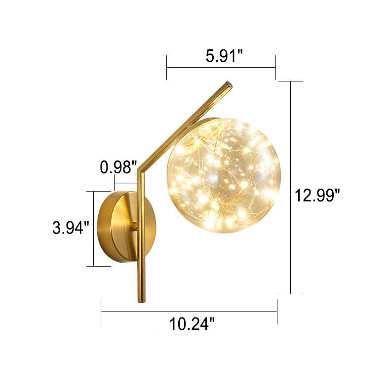 Applique murale LED créative européenne avec boule de verre pleine étoile 