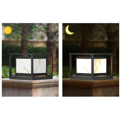 Modern Solar Square Chinese Outdoor Column Head Light LED Lawn Landscape Light