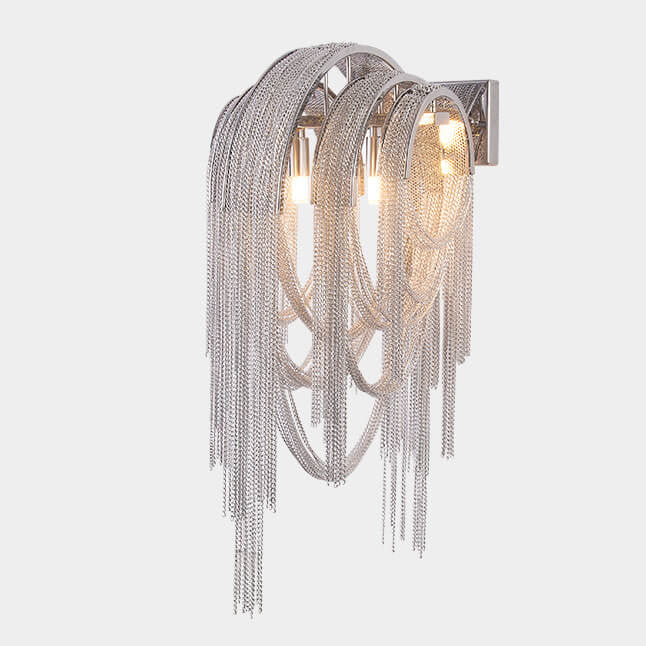Postmoderne Luxus Aluminium Kettenquaste 2-Licht Wandleuchte 