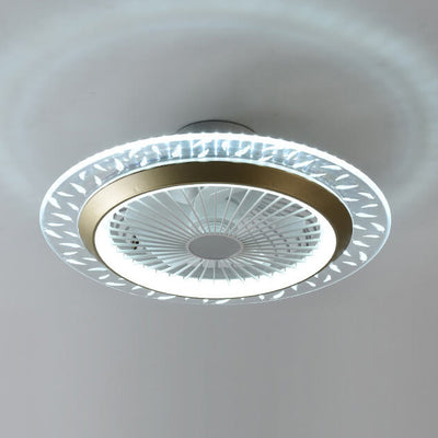 Modern RGB Acrylic Round LED Seme-Flush Mount Ceiling Fan Light