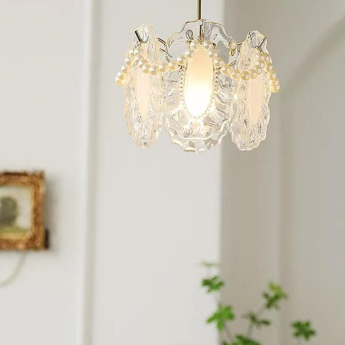 French Light Luxury Hardware Lampe suspendue à 1 lumière en verre 