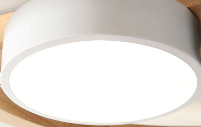 Skandinavische minimalistische Massivholz Acryl Runde LED Unterputz Deckenleuchte 