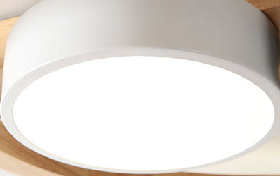 Scandinavian Minimalist Solid Wood Acrylic Round LED Flush Mount Ceiling Light