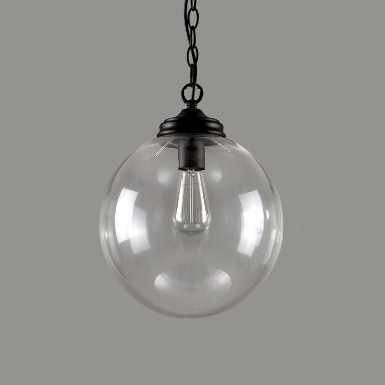 Contemporary Industria Clear Glass Iron Orb 1-Light Pendant Light For Living Room