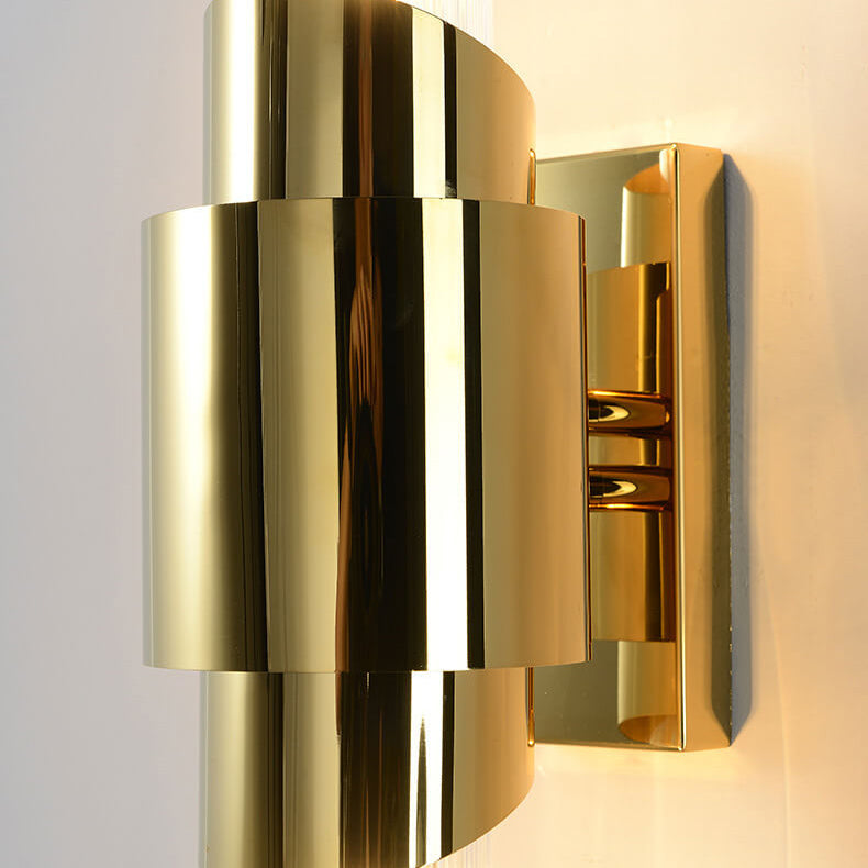 Applique Murale à Colonne en Verre en Acier Inoxydable Moderne de Luxe avec 2 Lumières 