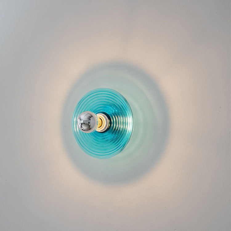 Moderne Art Deco Welle Muster Runde Glas 1-Licht Wand Leuchte Lampe Für Schlafzimmer 