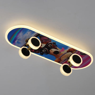 Creative Cartoon Skateboard Acrylic LED Kids Flush Mount Ceiling Light