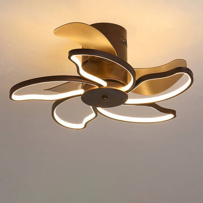 Nordic Minimalist Petal Shaped LED Semi-Flush Mount Ceiling Fan Light