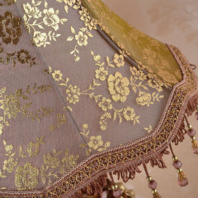 European Vintage Fabric Tassel Resin Court 1-Light Table Lamp