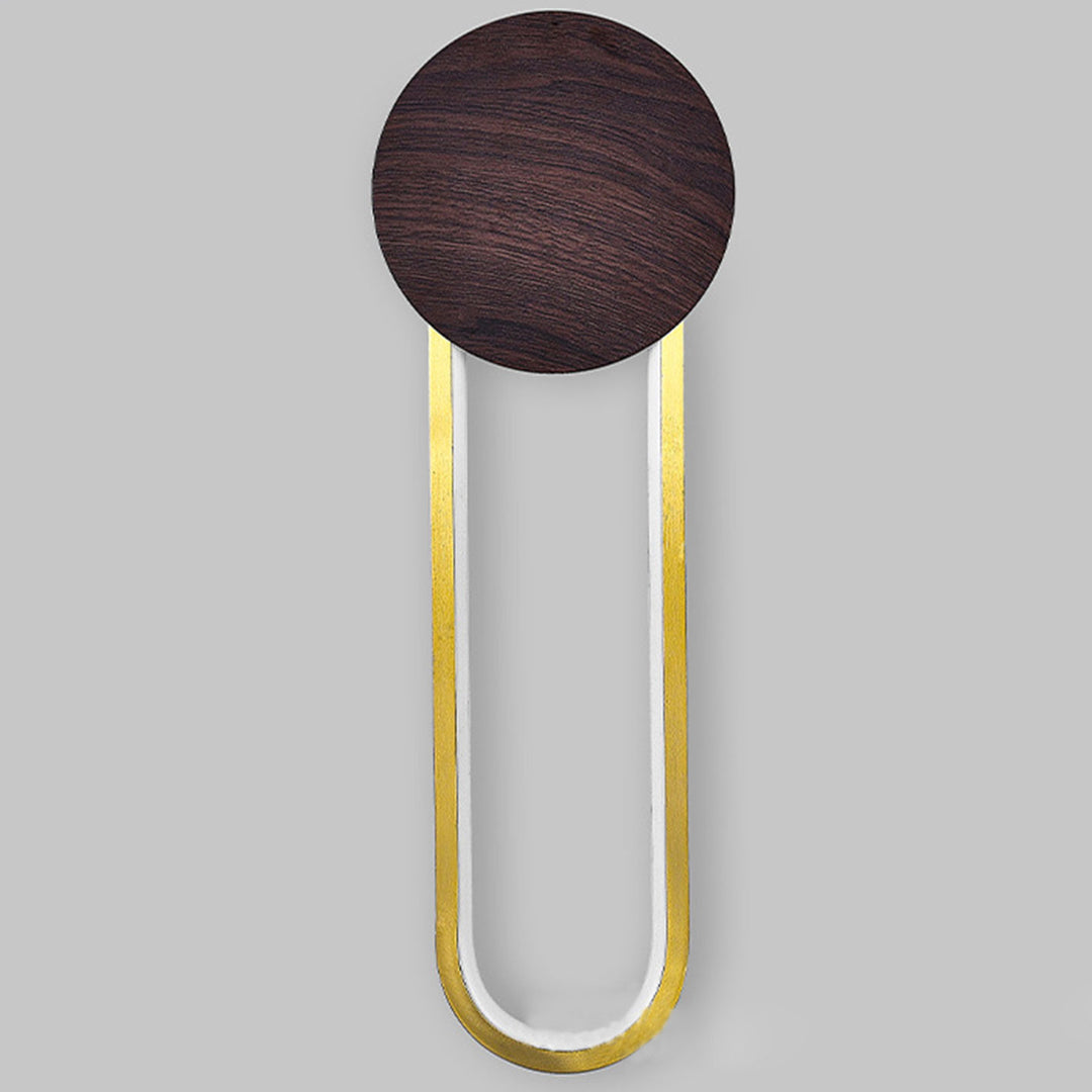 Lámpara de pared LED de hierro forjado redonda de grano de madera minimalista moderna 