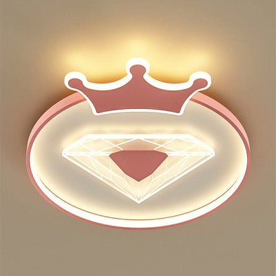 Childlike Cartoon Crown Diamond Design LED Flush Mount Light