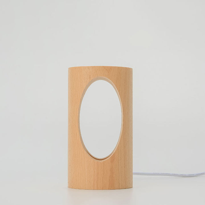 Lampe de table USB à colonne rectangulaire en bois massif japonais, veilleuse LED 