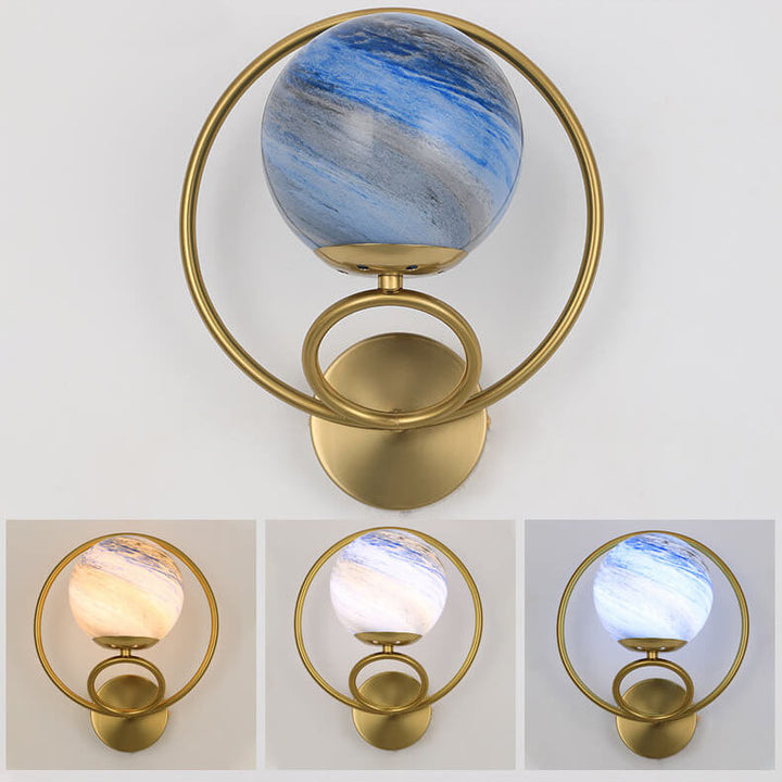 Nordic Creative Circle Planet Glass Iron Applique Murale 1 Lumière 